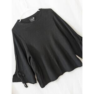 NWOT! CLICHE! FINE WOOL BLEND BLACK KNIT  DRAPEY, TIE SLEEVE SWEATER! SZ M